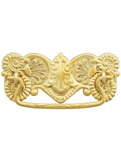 Brass American-Oak Drawer Pull - 3 inch Center-to-Center in Unlacquered Brass.